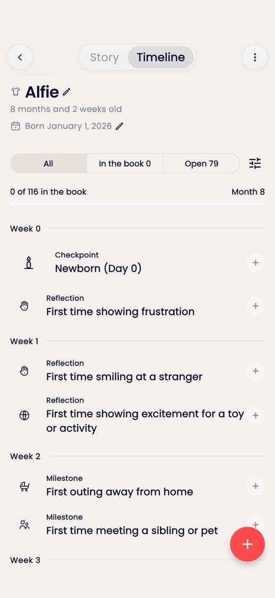 The app: the first-year milestones, week by week