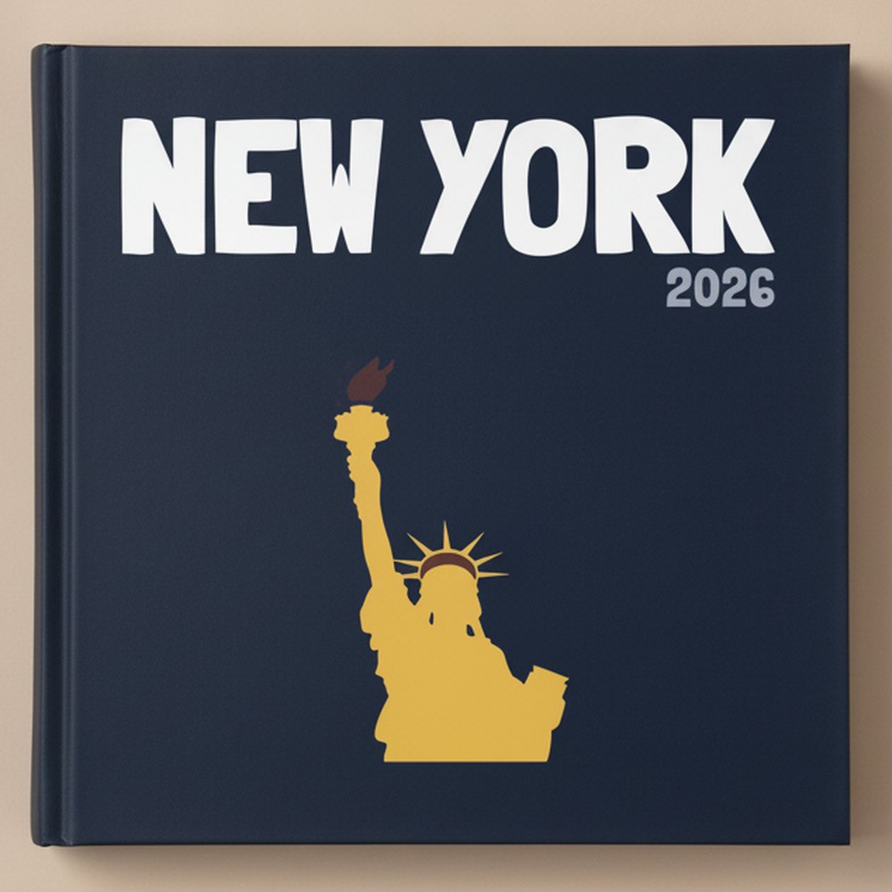 A printed PYM travel book with a yellow New York cover